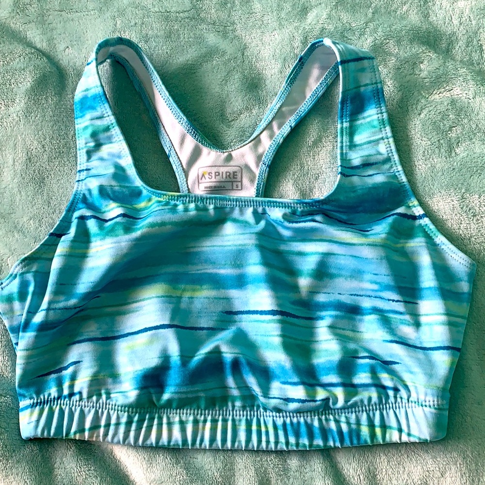 Periwinkle Stripe Sports Bra by Aspire